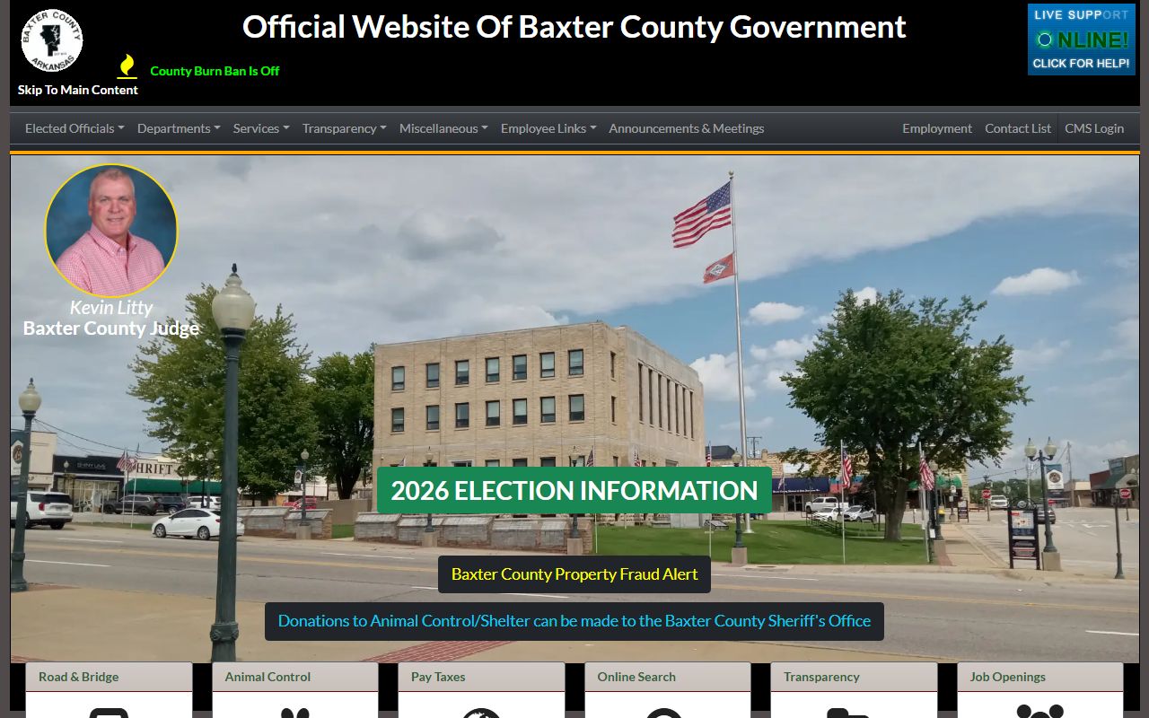 Baxter County government website for felony records access