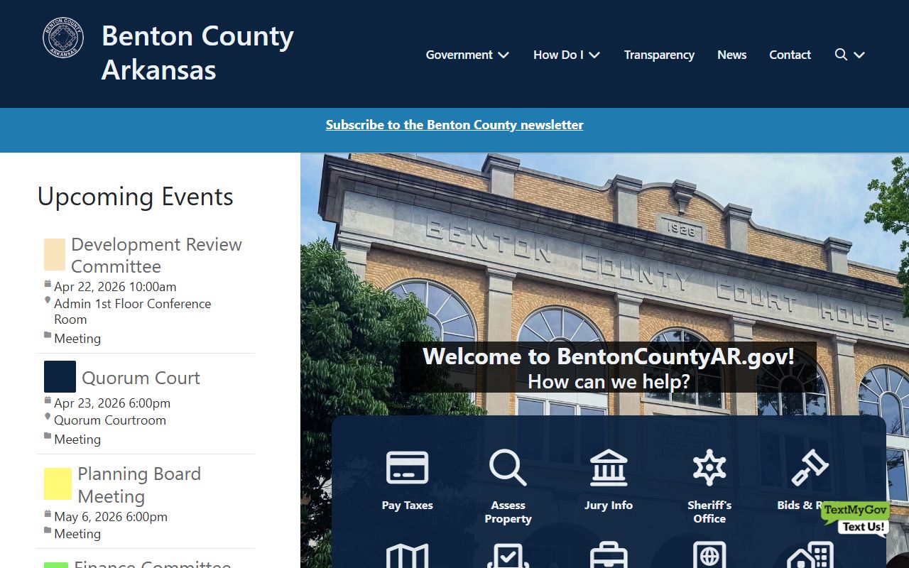 Benton County government website for felony records access