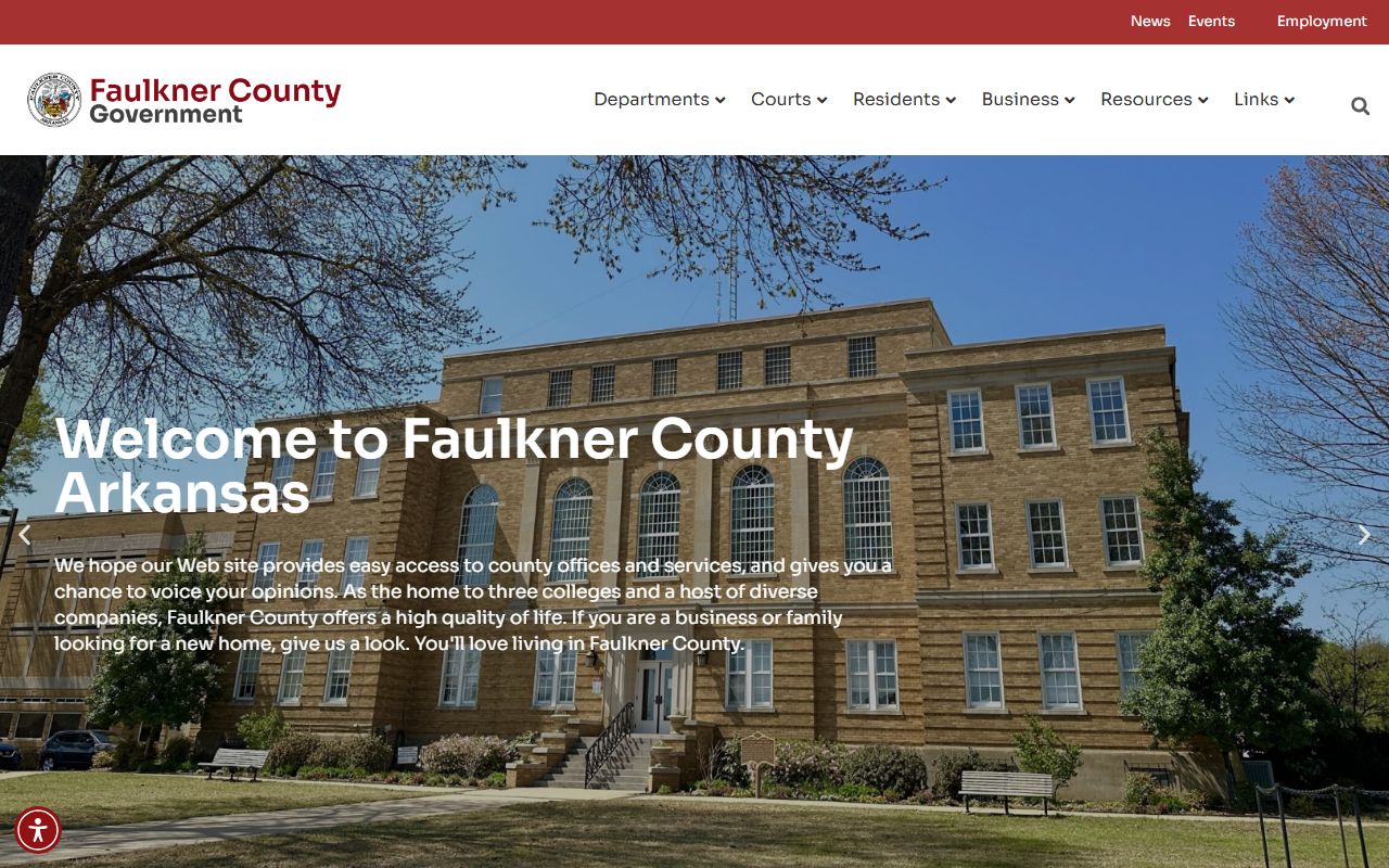 Faulkner County government website for felony records access