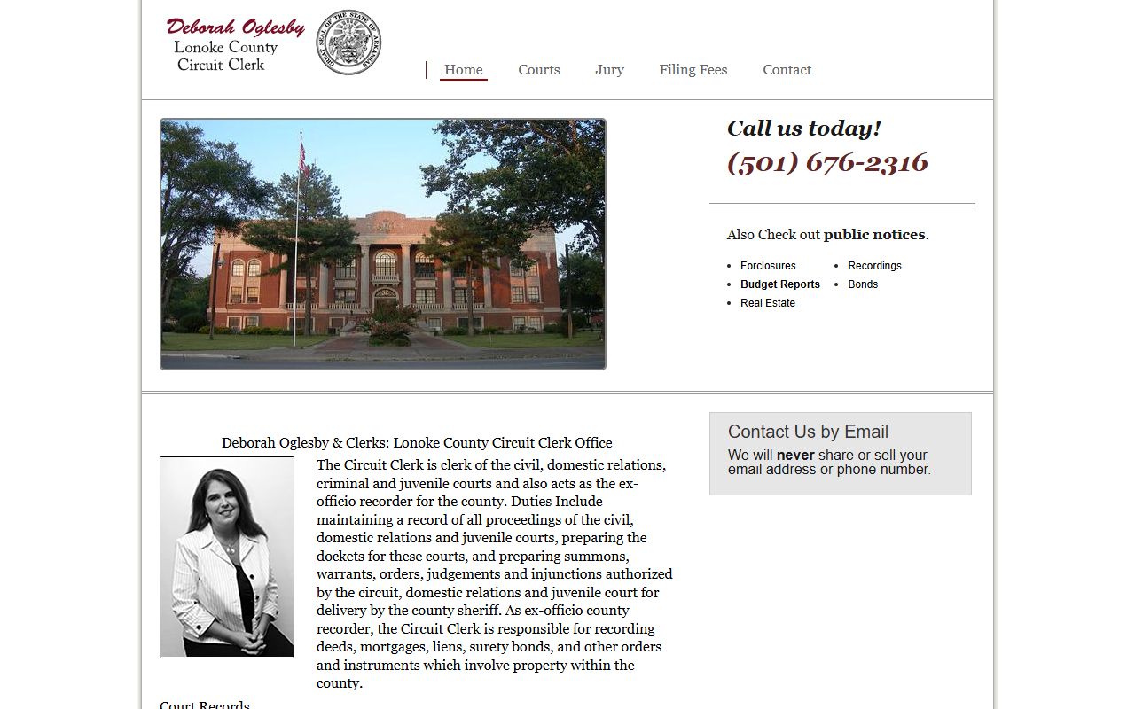 Lonoke County government website for felony records access