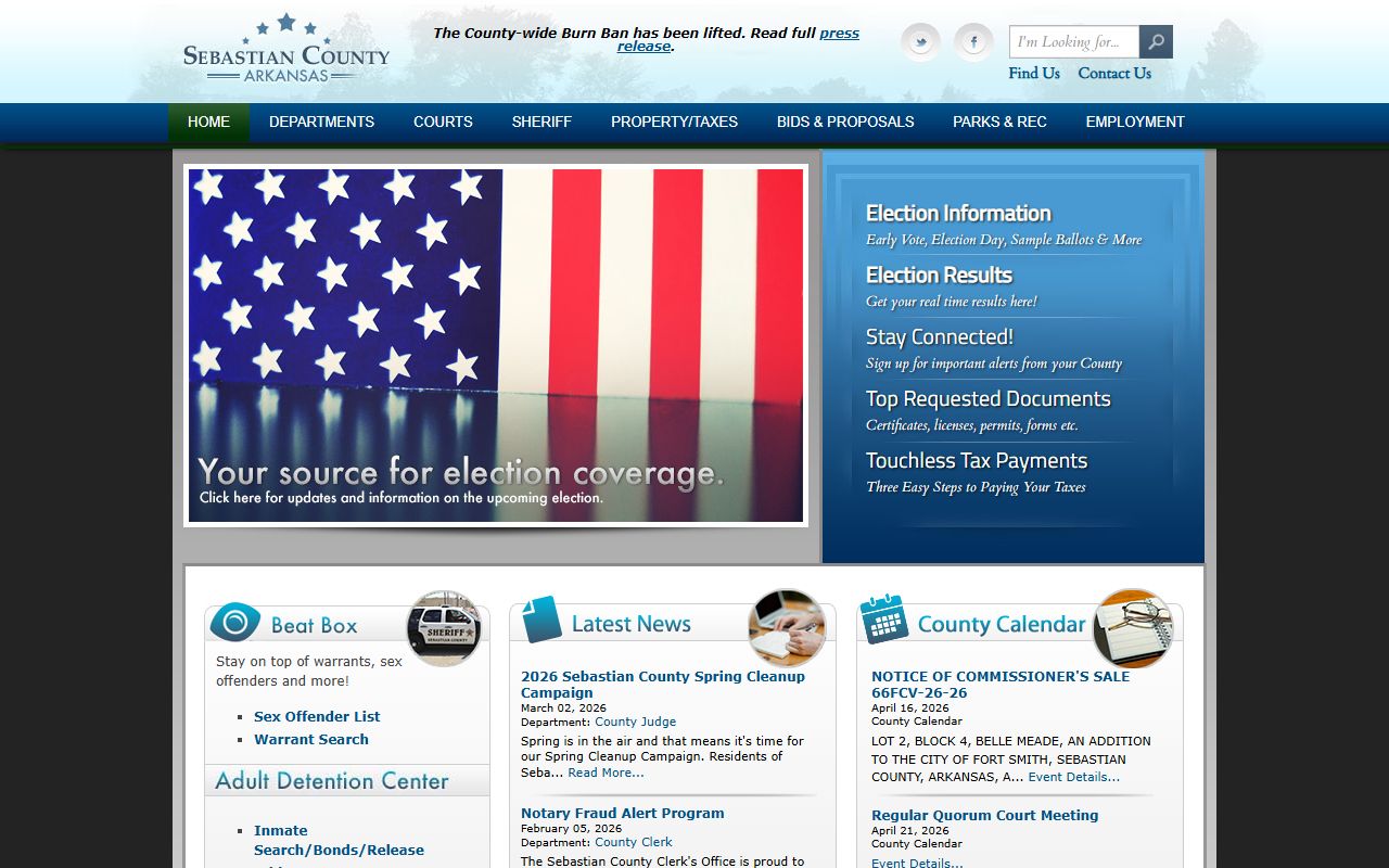 Sebastian County government website for felony records access