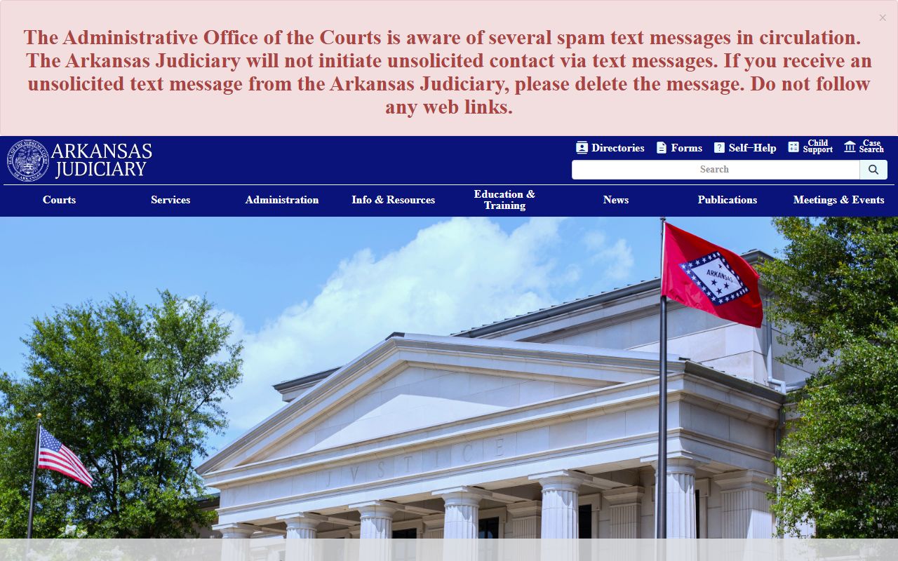 Arkansas Judiciary homepage for felony records and court case access